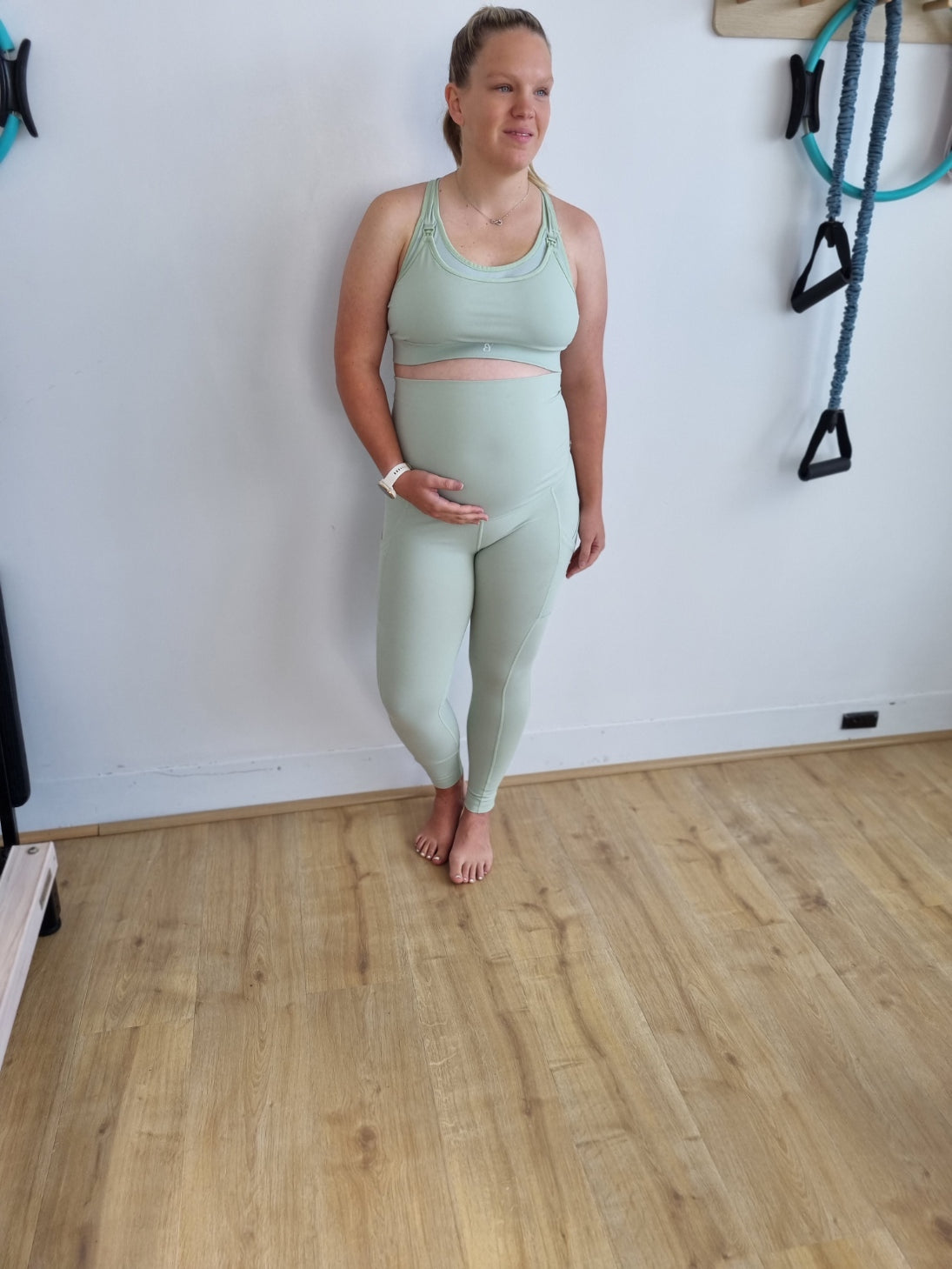 Sage Blossom Maternity Leggings